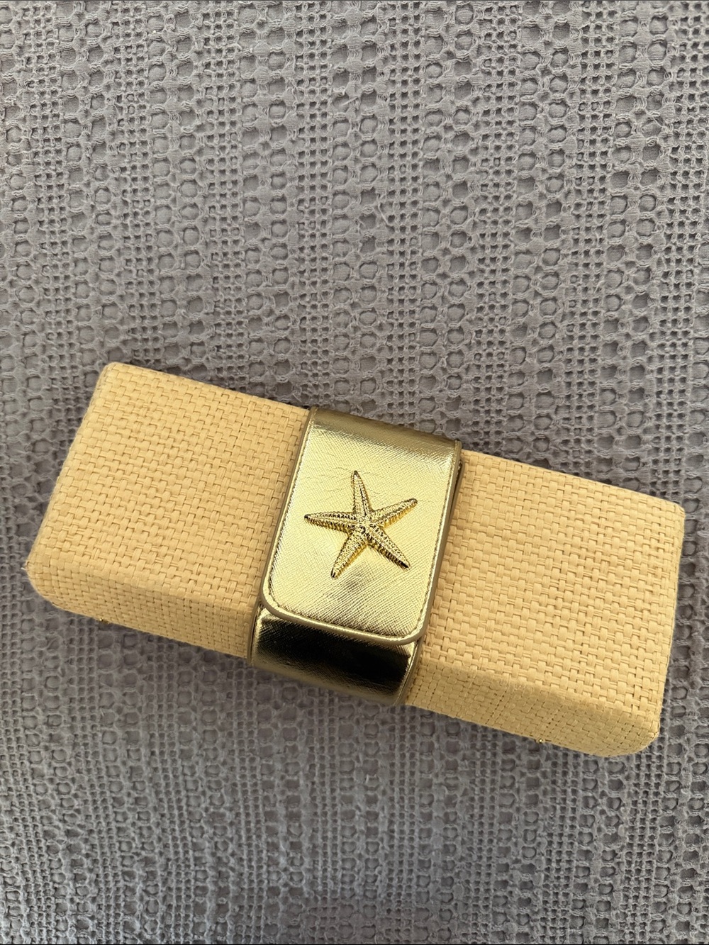 Mud Pie Coastal Straw Starfish Hard Case Clutch